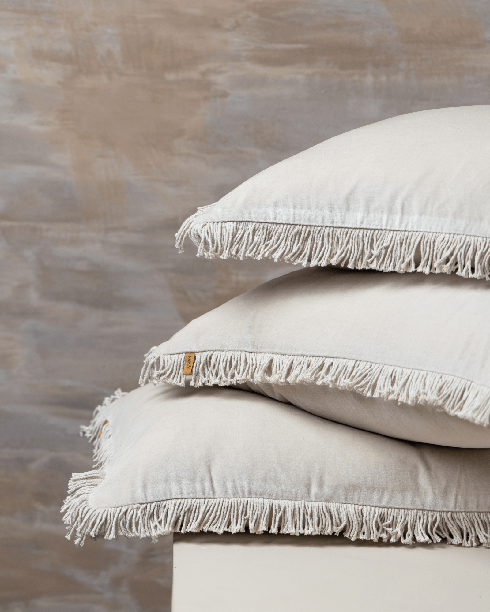 Velvet Fringed Cushion | Clay - - - Saardé - Saardé.