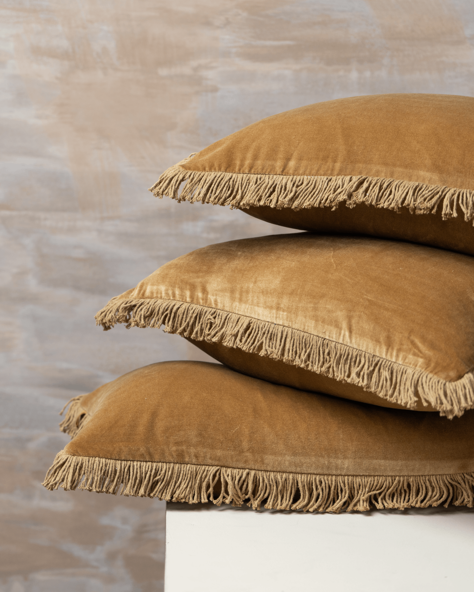 Velvet Fringed Cushion | Nutmeg - - - Saardé - Saardé.