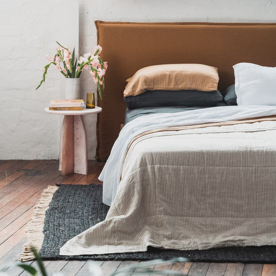 Sanctuary Linen Bed Head with Slipcover | Olive - - - Saardé - Saardé.