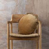 Velvet Round Fringed Cushion | Nutmeg - - - Saardé - Saardé.