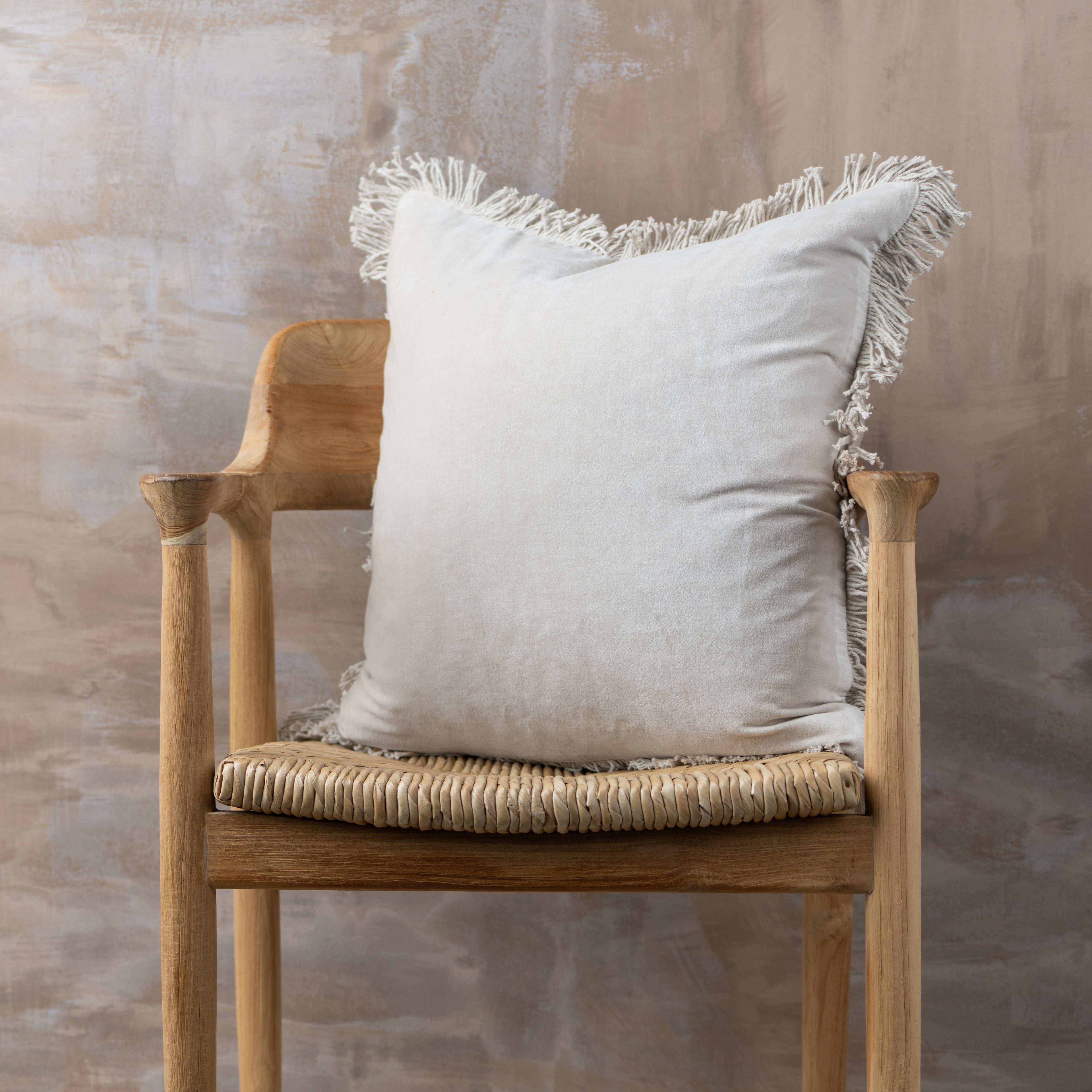 Velvet Fringed Cushion | Clay - - - Saardé - Saardé.