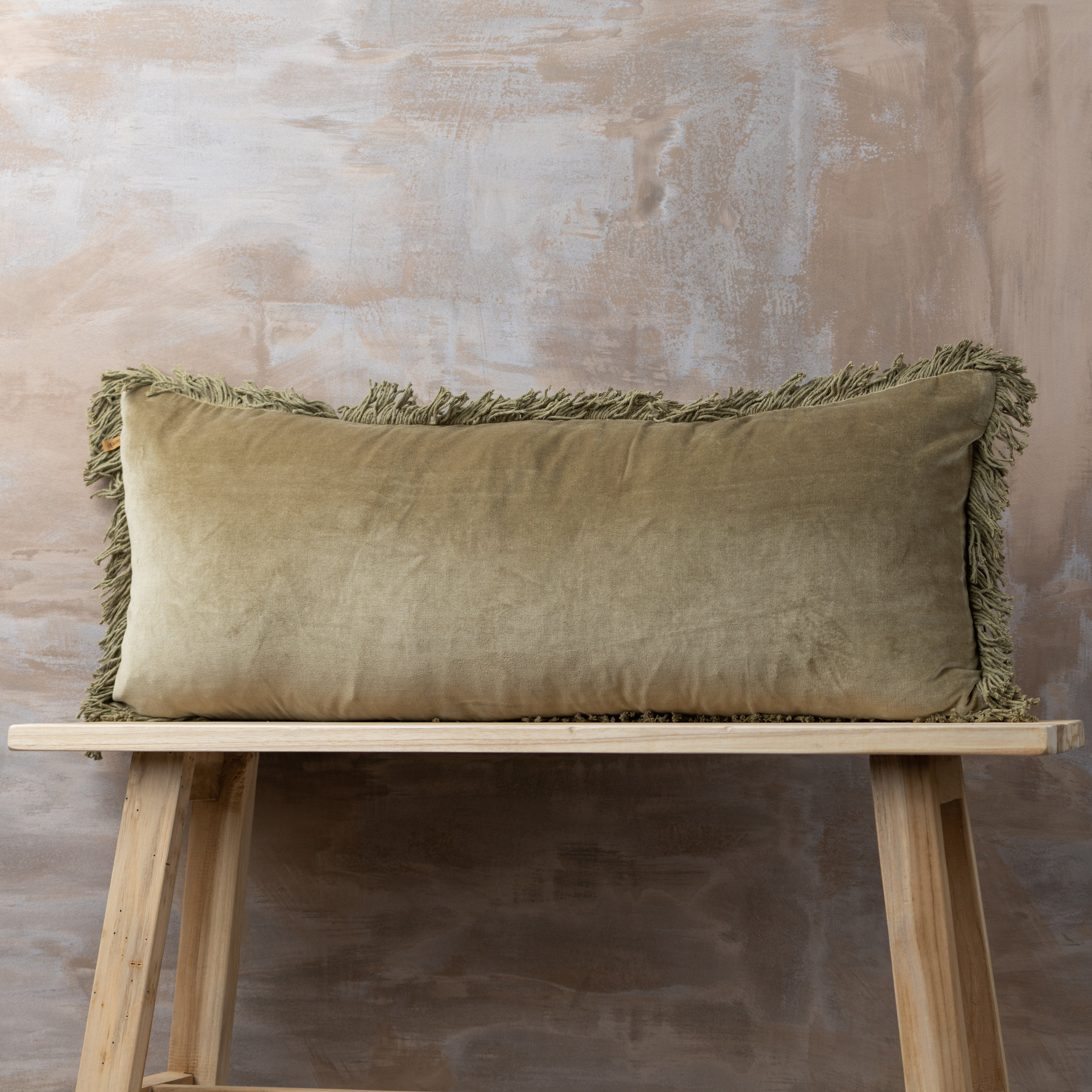 Velvet Bolster Cushion | Olive - - - Saardé - Saardé.