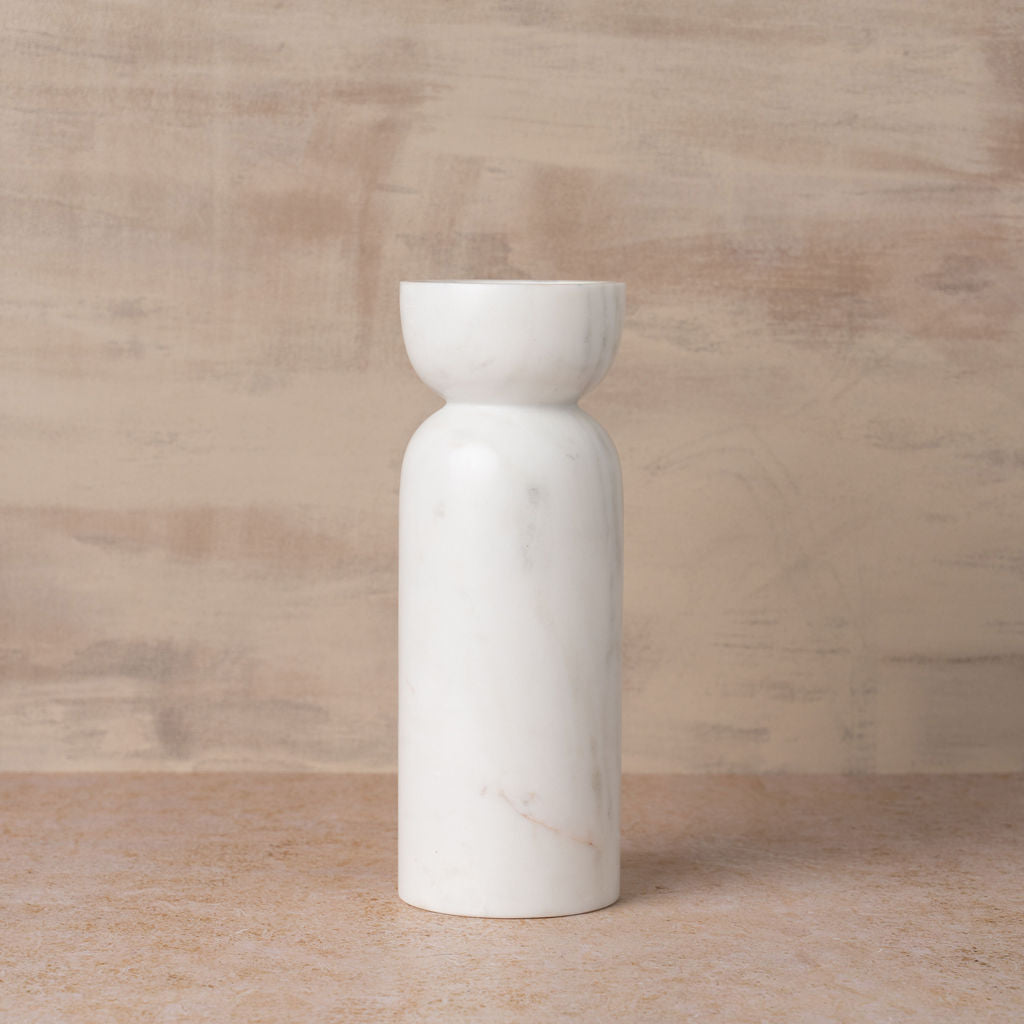 Toulin Marble Candle Holder | White - - - Saardé - Saardé.