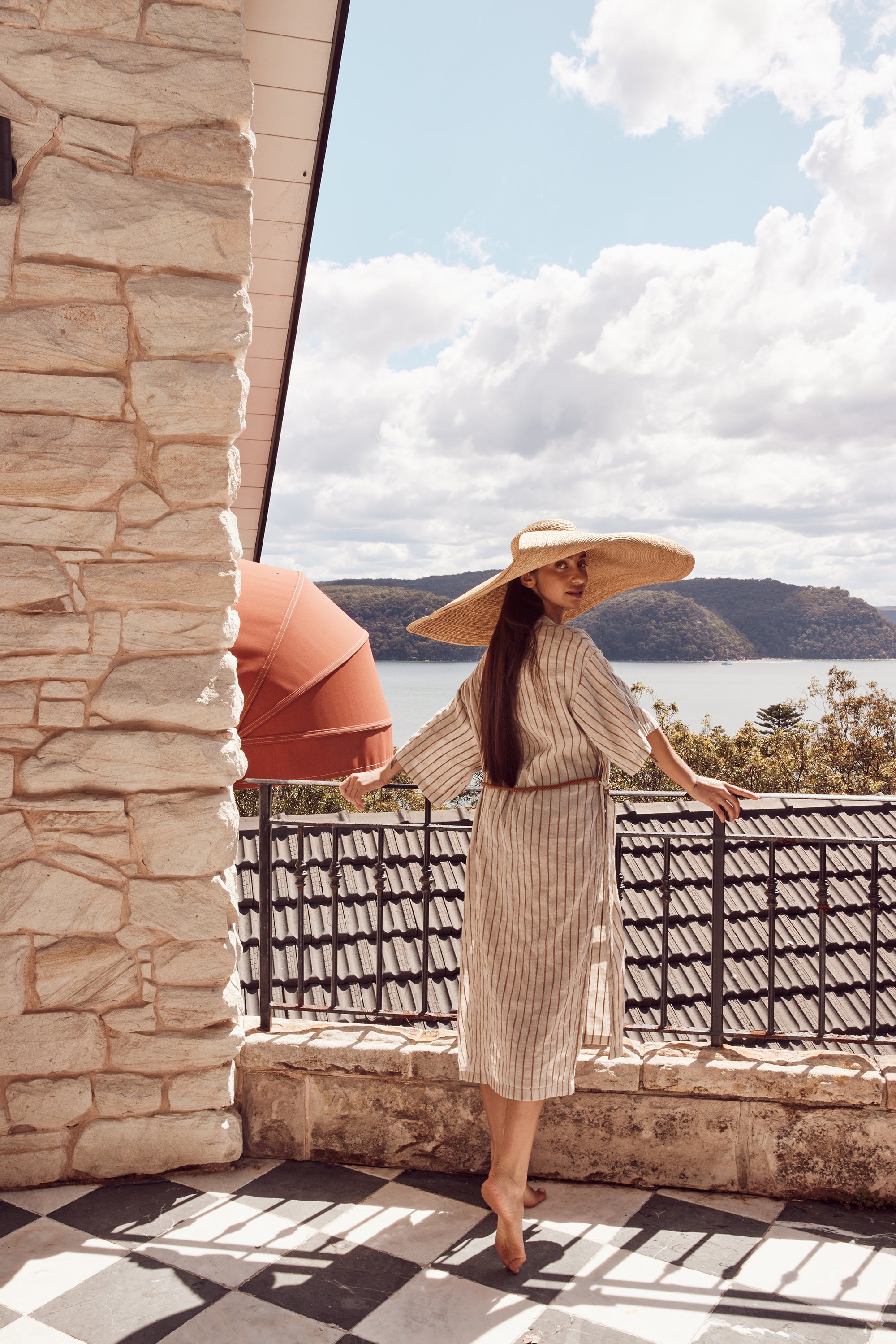 Amalfi Linen Robe | Black Stripe - - - Saardé - Saardé.