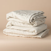 Linen Quilted Bed Cover | Natural Stripe | Queen/King - - - Saardé - Saardé.