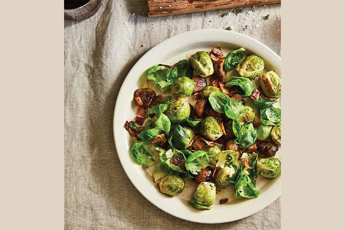 A Recipe from the Saardé Cookbooks Collection: Stephanie Alexander's Brussels Sprouts, Chestnuts & Pancetta