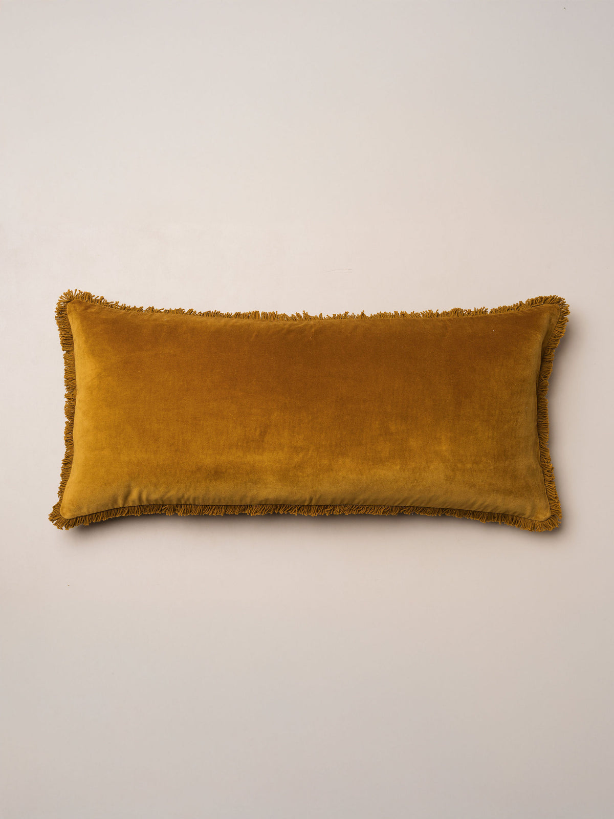 Velvet Bolster Fringed Cushion | Honey Mustard - - - Saardé - Saardé.