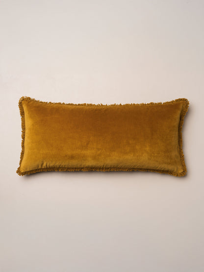 Velvet Bolster Fringed Cushion | Honey Mustard - - - Saardé - Saardé.