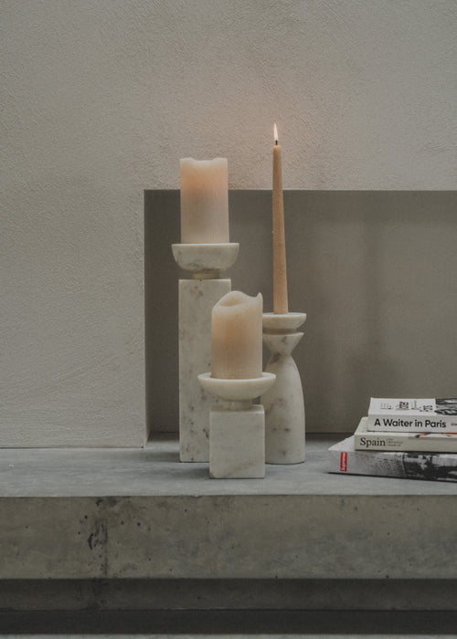 Opus Large Marble Candle Holder | White