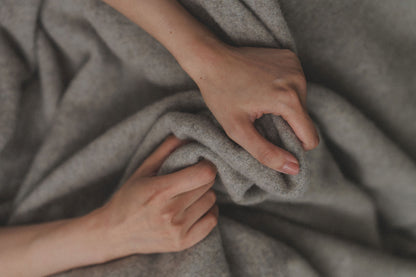 Merino Wool Throw | Latte/Grey - - - Saardé - Saardé.