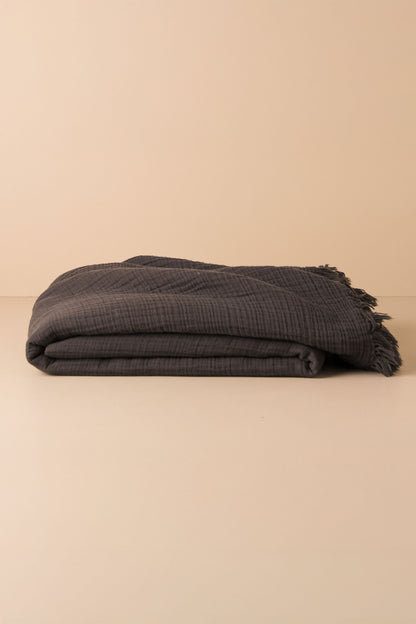 Enes Cotton Throw | Charcoal