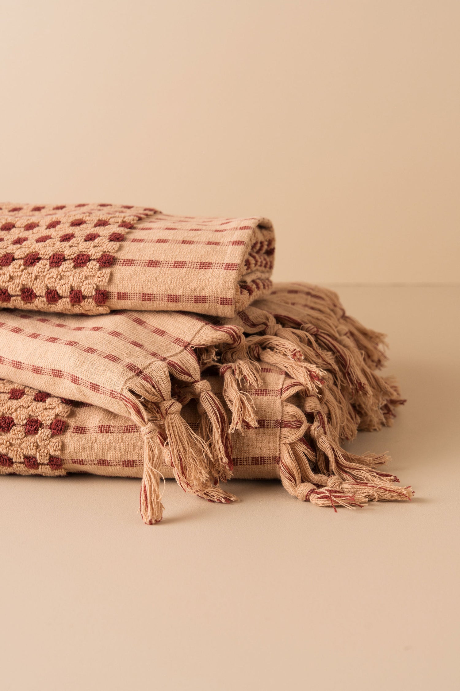 Chickpea Bath Sheet Bundle | Truffle/Burgundy