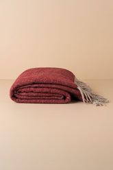 Merino Wool Throw | Burgundy/Grey - - - Saardé - Saardé.