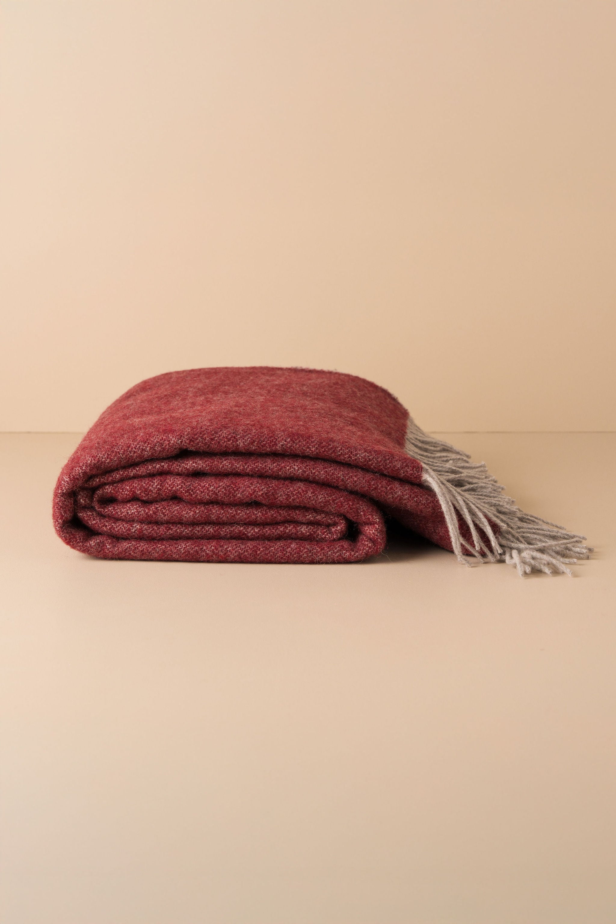 Merino Wool Throw | Burgundy/Grey - - - Saardé - Saardé.