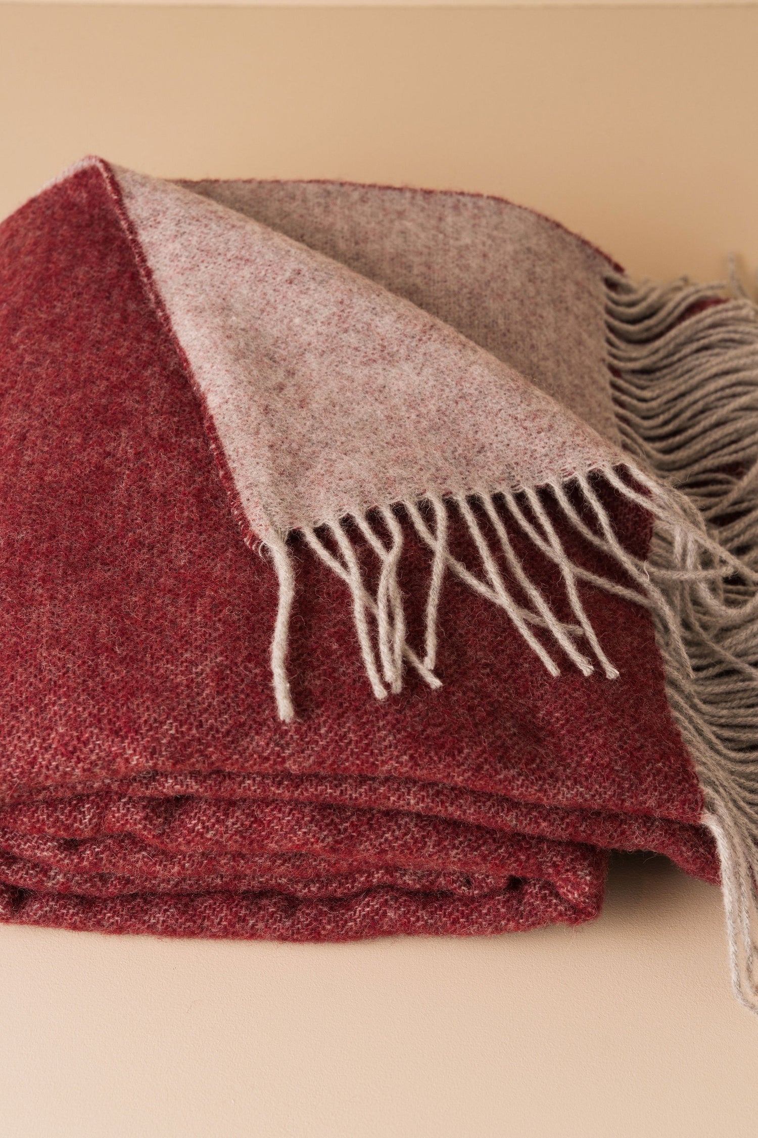 Merino Wool Throw | Burgundy/Grey - - - Saardé - Saardé.
