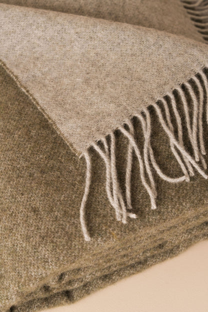 Merino Wool Throw | Olive/Grey - - - Saardé - Saardé.