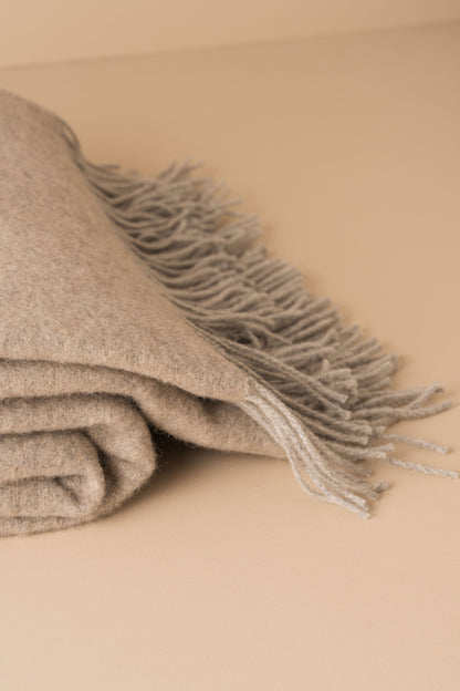 Merino Wool Throw | Latte/Grey - - - Saardé - Saardé.