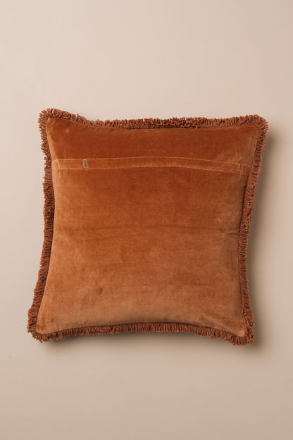 Velvet Fringed Cushion | Terracotta