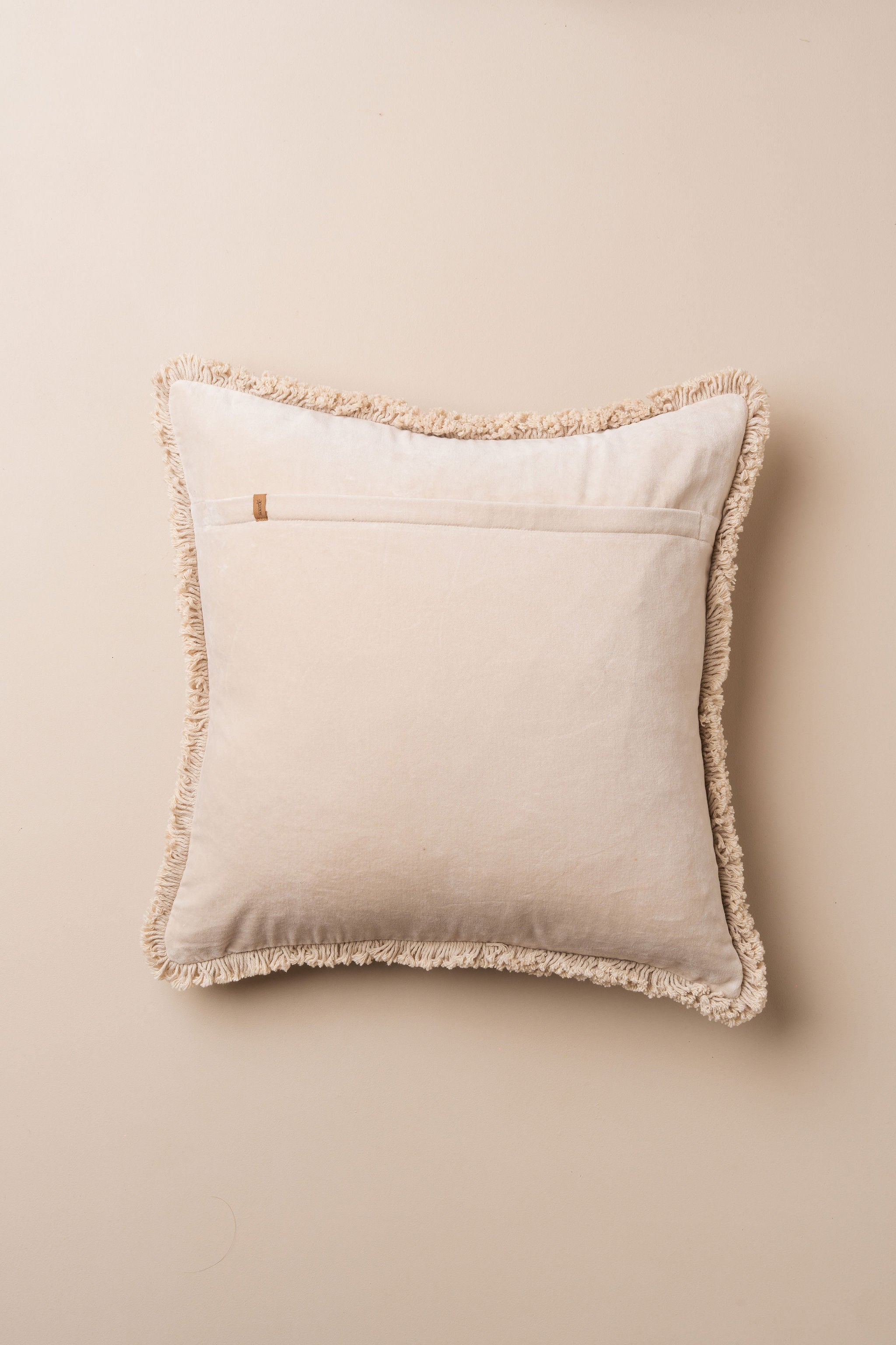 Velvet Fringed Cushion | Clay