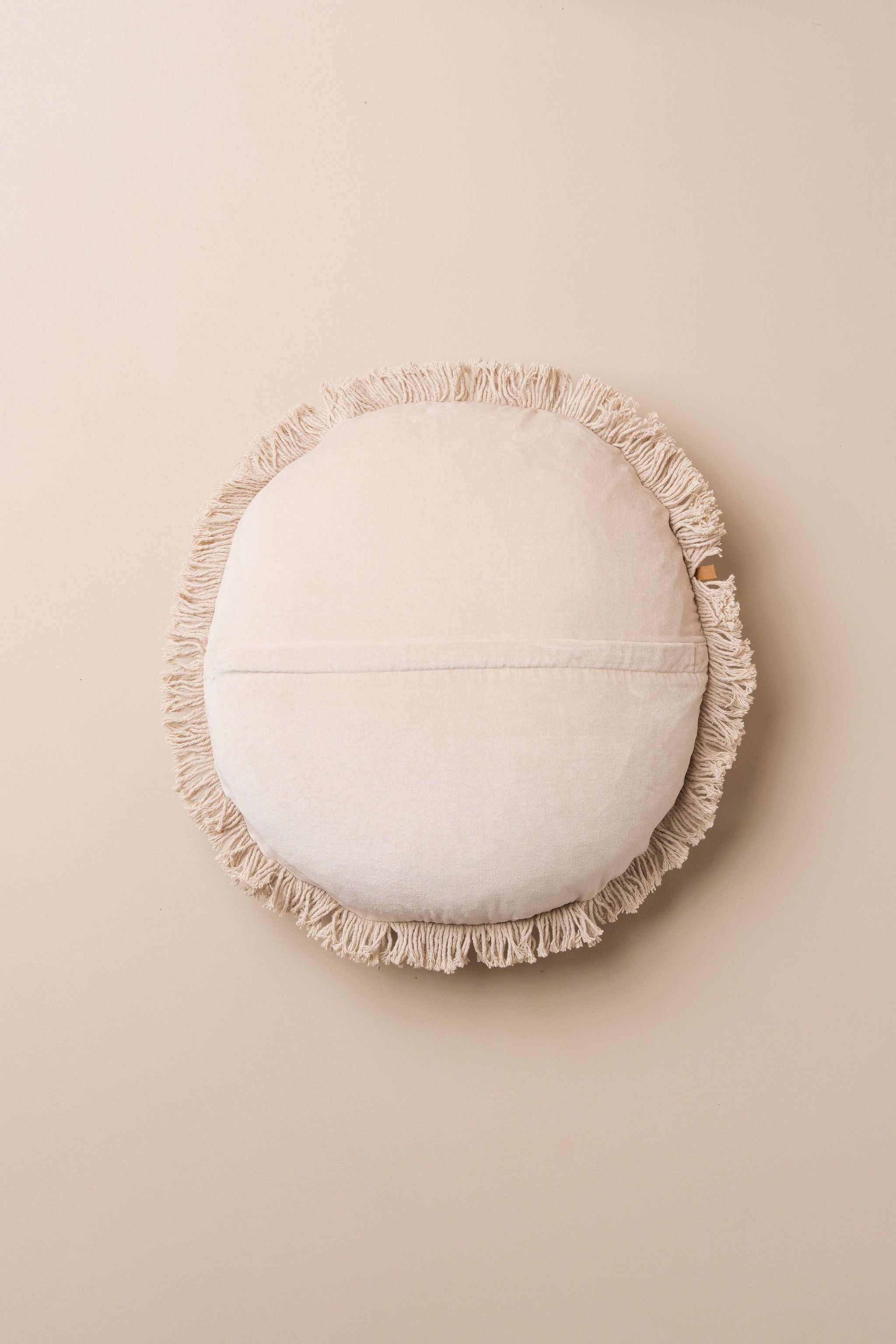 Velvet Round Fringed Cushion | Clay