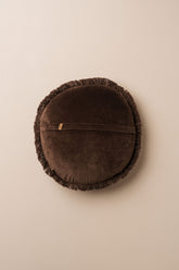 Velvet Round Fringed Cushion | Chocolate - - - Saardé - Saardé.