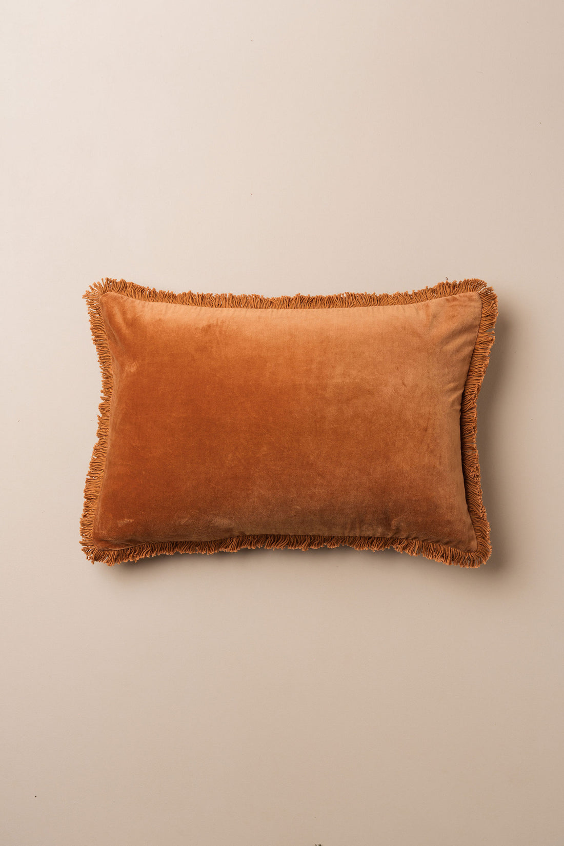 Velvet Fringed Cushion | Terracotta