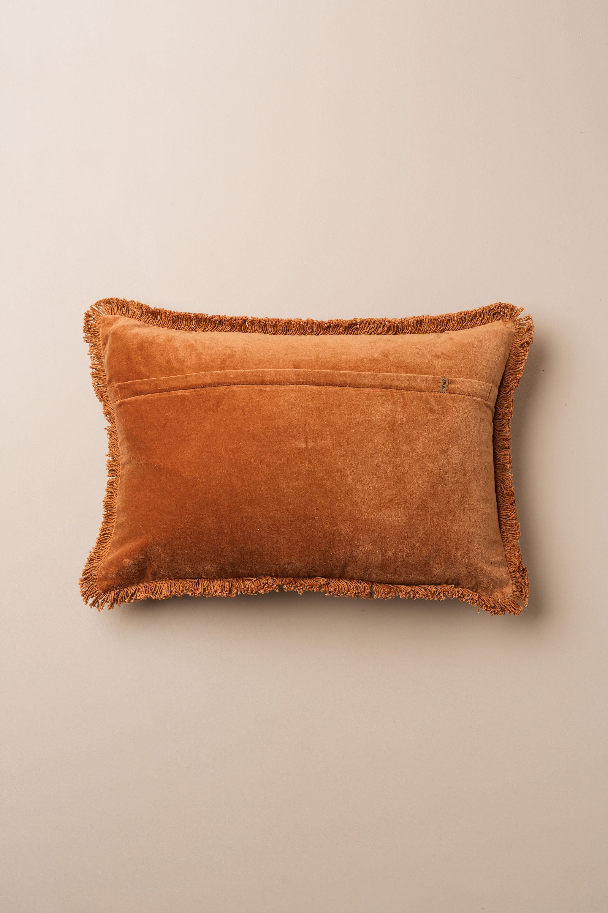 Velvet Fringed Cushion | Terracotta