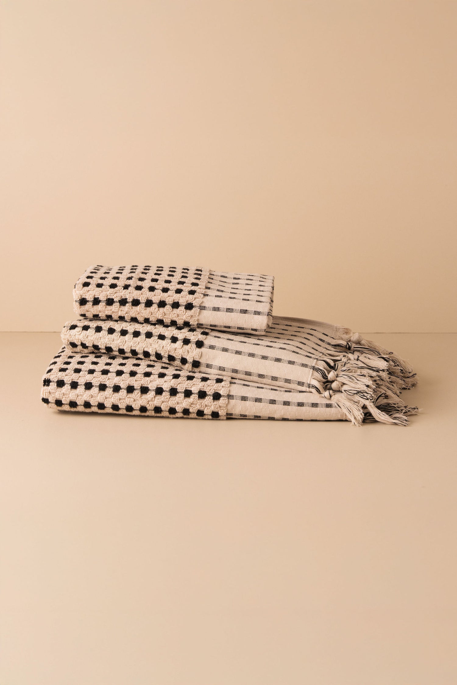 Chickpea Bath Sheet Bundle | Stone/Black - - - Saardé - Saardé.