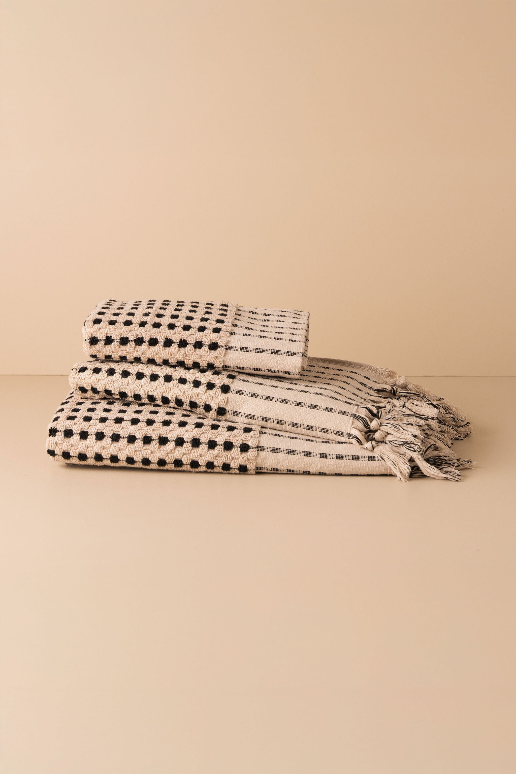 Chickpea Bath Sheet Bundle | Stone/Black - - - Saardé - Saardé.