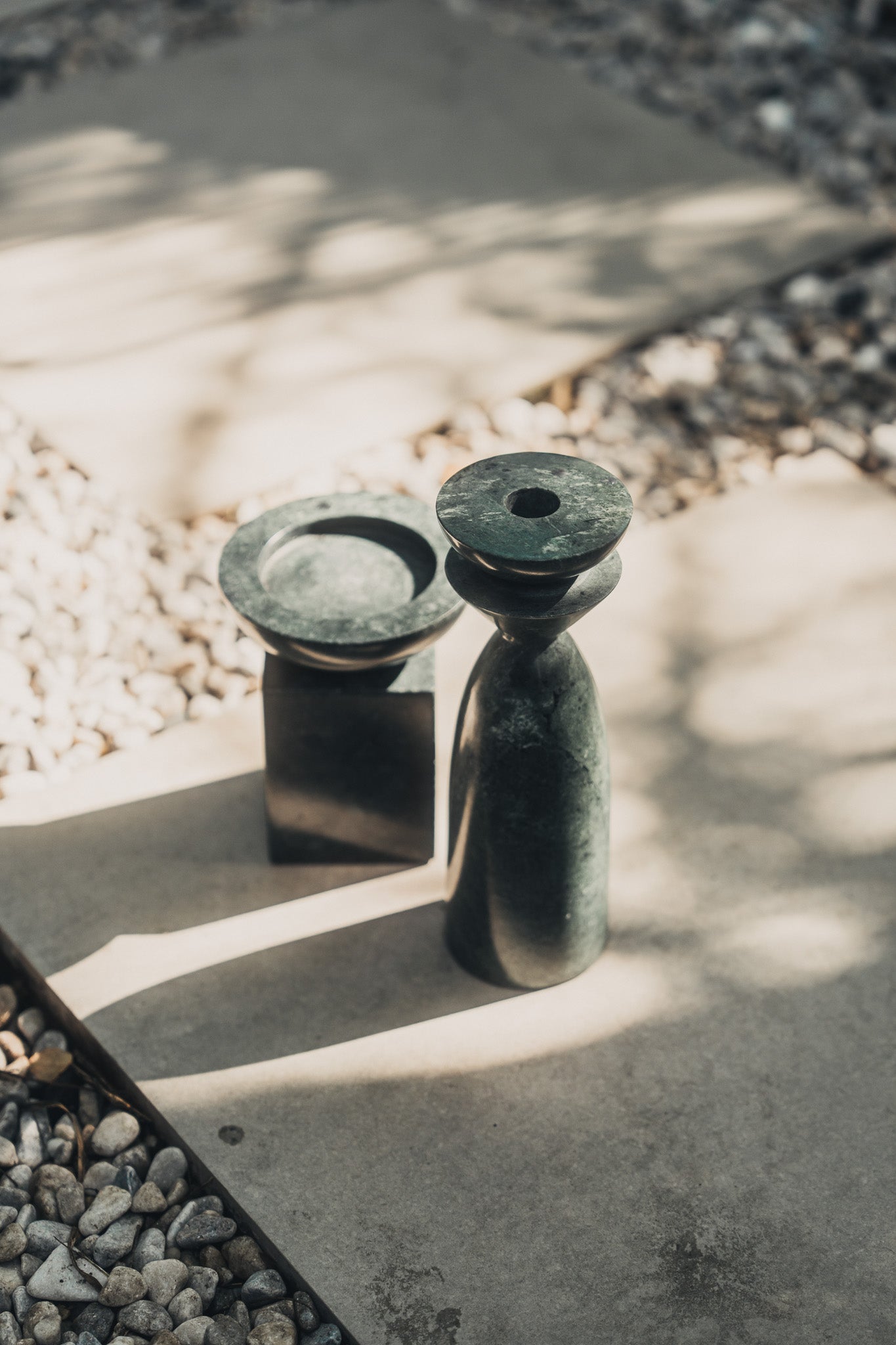 Opus Small Marble Candle Holder | Green - - - Saardé - Saardé.