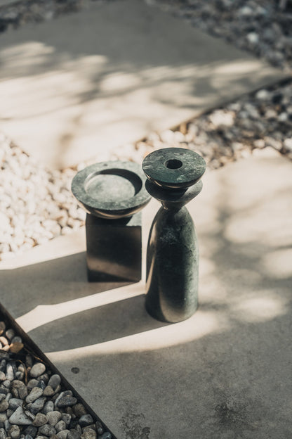 Opus Small Marble Candle Holder | Green - - - Saardé - Saardé.