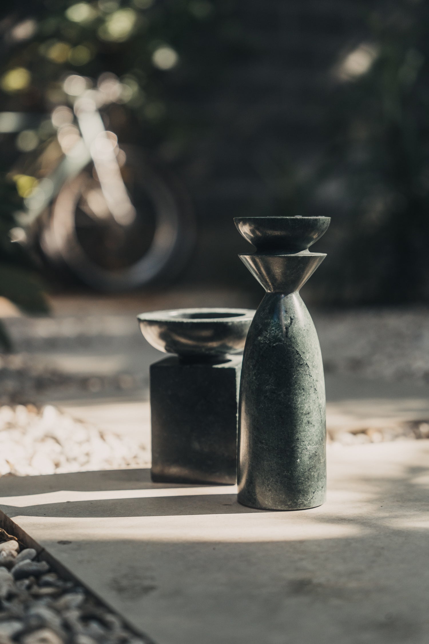 Opus Small Marble Candle Holder | Green - - - Saardé - Saardé.