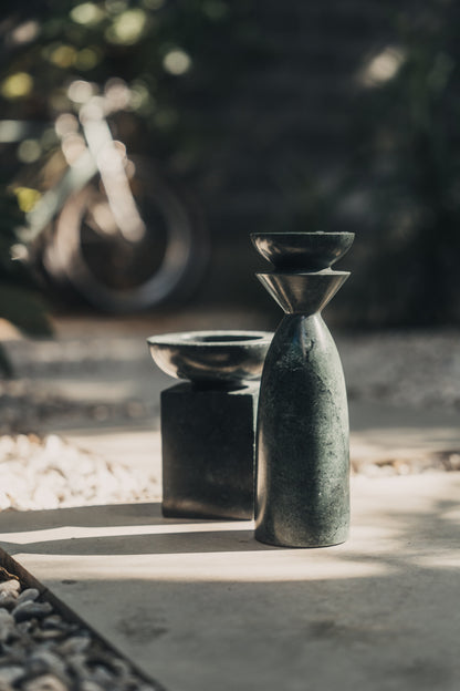Opus Small Marble Candle Holder | Green - - - Saardé - Saardé.