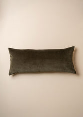 Linen/Velvet Bolster Cushion | Dark Olive - - - Saardé - Saardé.