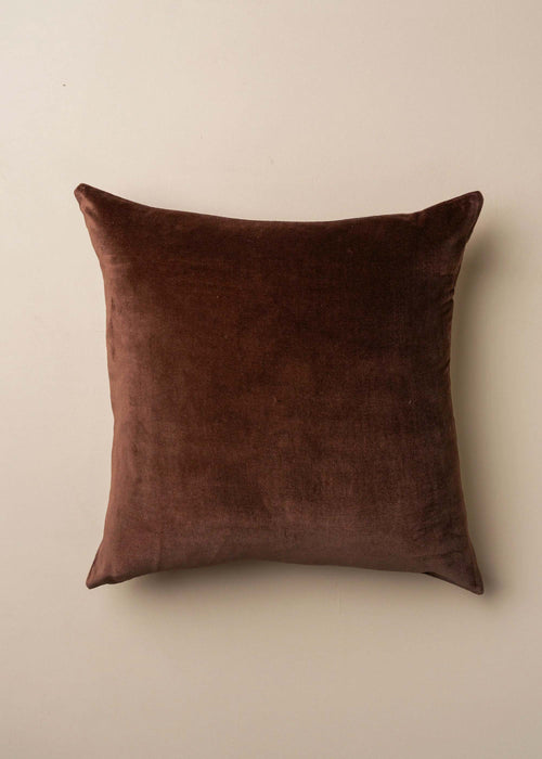 Linen/Velvet Cushion | Chocolate - Square - Square - Saardé - Saardé.