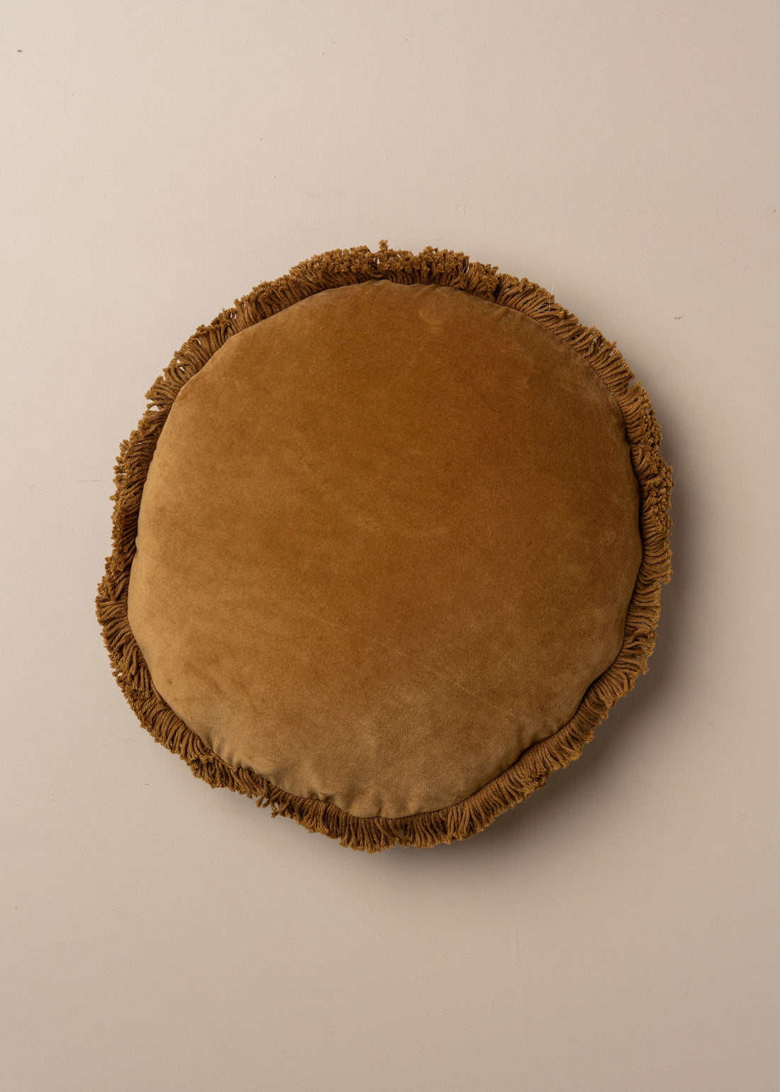Velvet Round Fringed Cushion | Nutmeg - - - Saardé - Saardé.