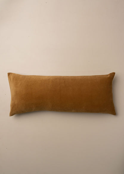 Linen/Velvet Bolster Cushion | Nutmeg -  -  - Saardé - Saardé.