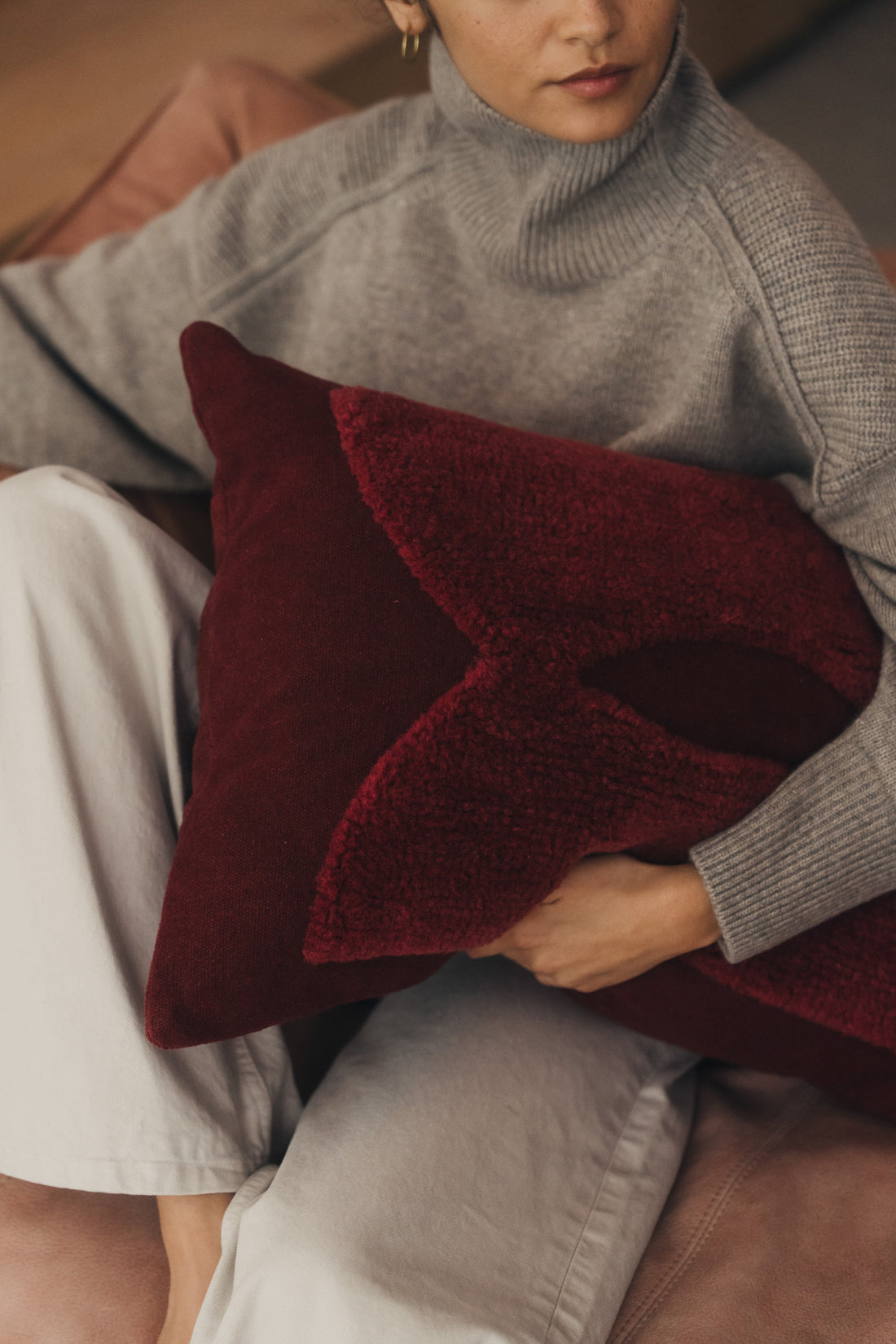 Abstract Lumbar Cushion | Burgundy - - - Saardé - Saardé.