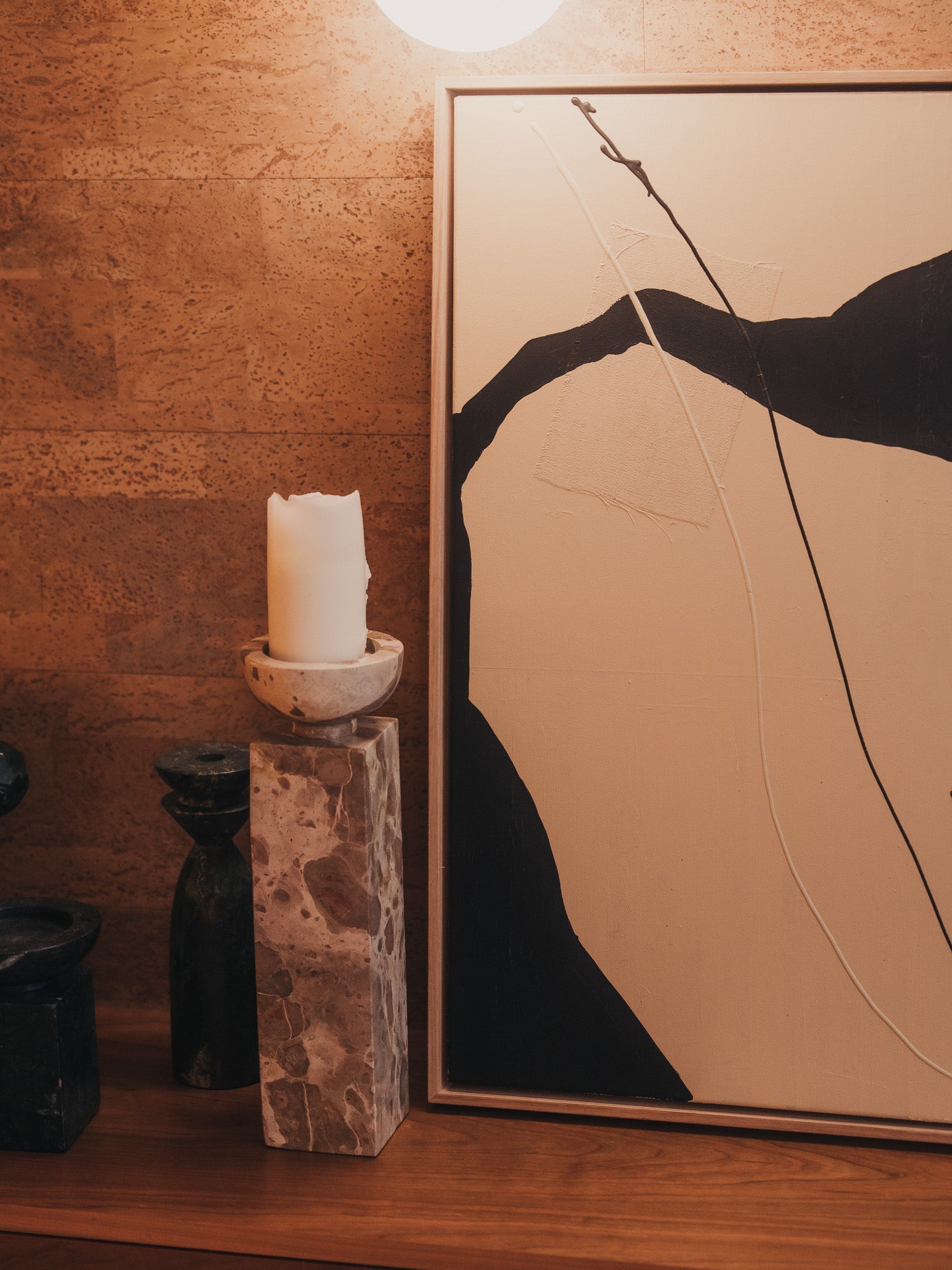 Opus Large Marble Candle Holder | Nougat - - - Saardé - Saardé.