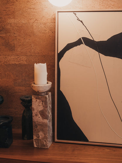 Opus Large Marble Candle Holder | Nougat - - - Saardé - Saardé.