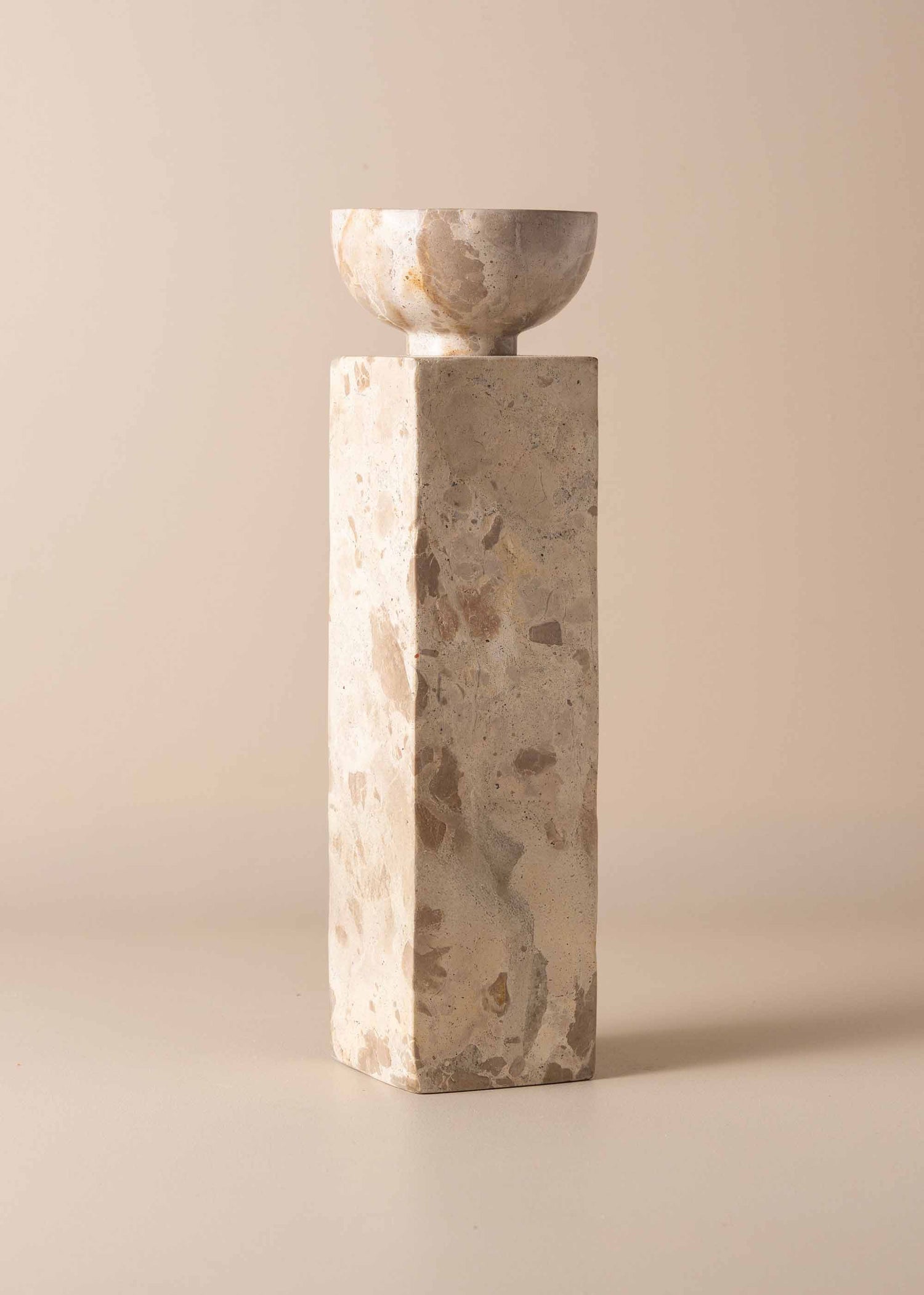 Opus Large Marble Candle Holder | Nougat - - - Saardé - Saardé.