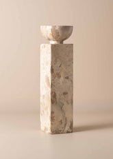 Opus Large Marble Candle Holder | Nougat - - - Saardé - Saardé.