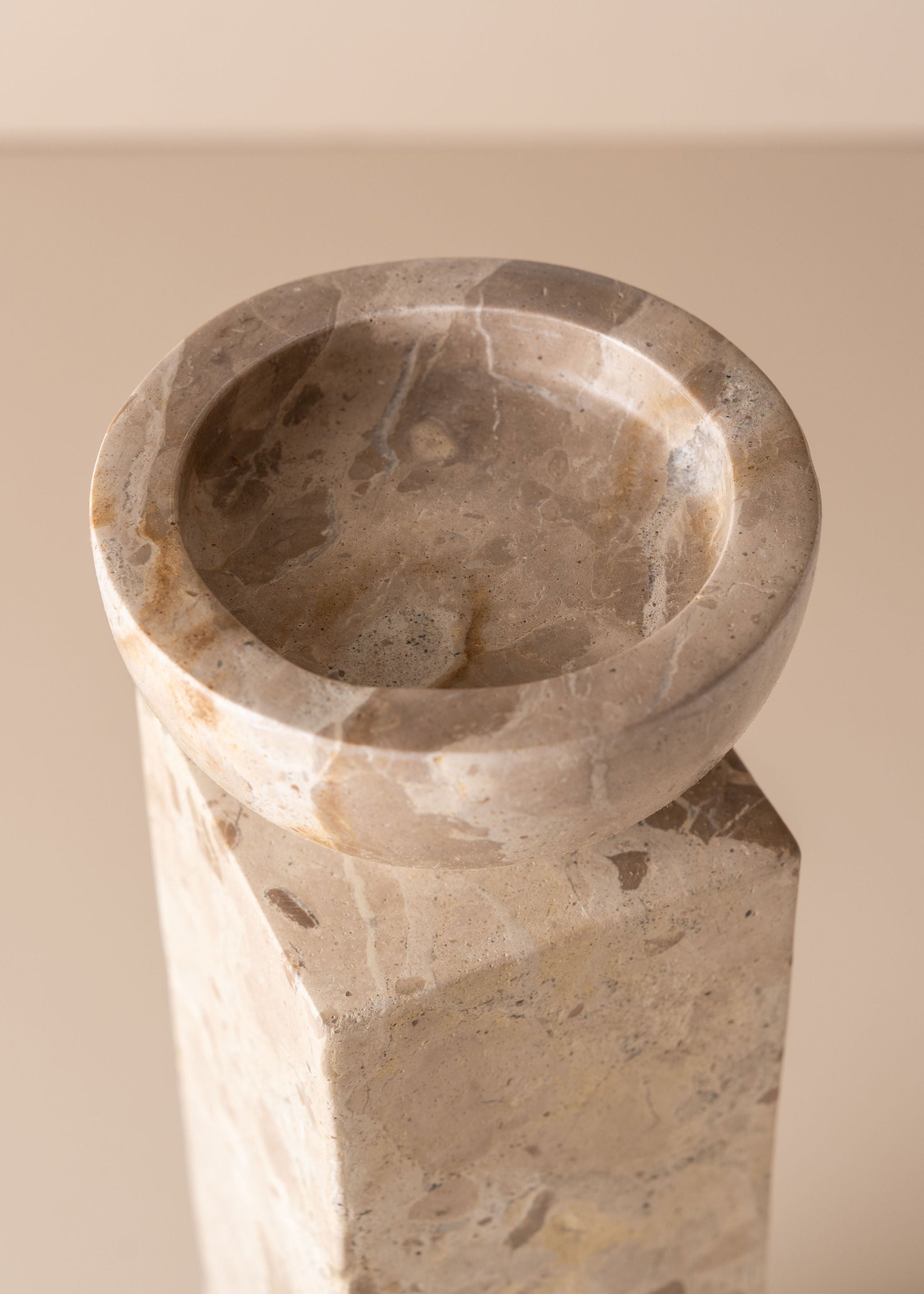 Opus Large Marble Candle Holder | Nougat - - - Saardé - Saardé.