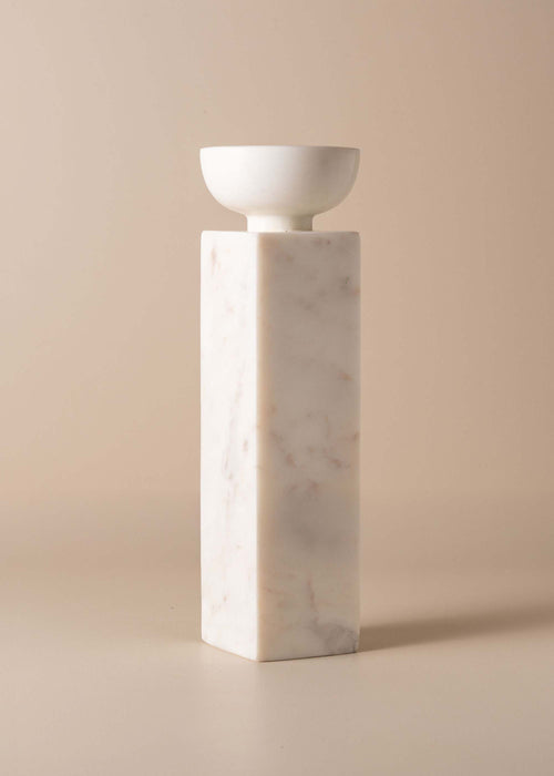 Opus Large Marble Candle Holder | White - - - Saardé - Saardé.