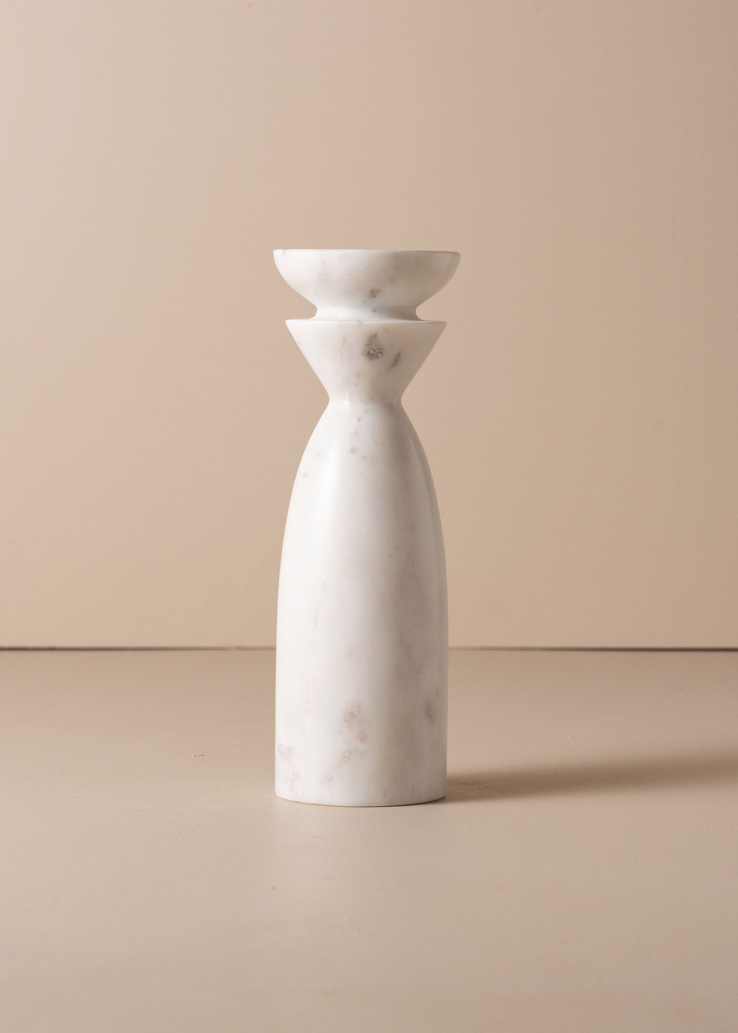 Opus Medium Marble Candle Holder | White - - - Saardé - Saardé.