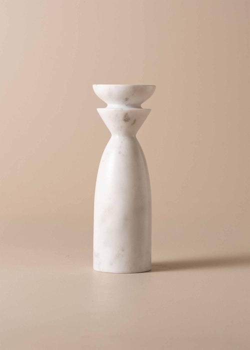Opus Medium Marble Candle Holder | White - - - Saardé - Saardé.