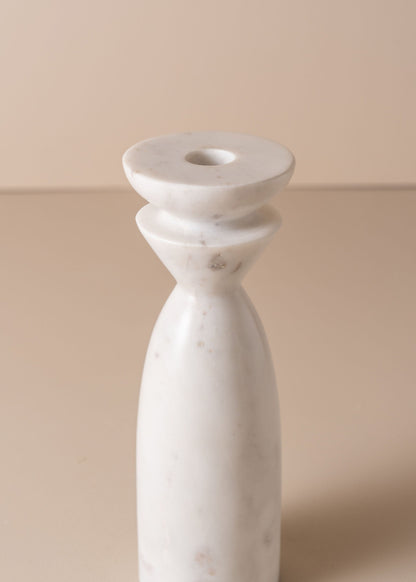 Opus Medium Marble Candle Holder | White - - - Saardé - Saardé.