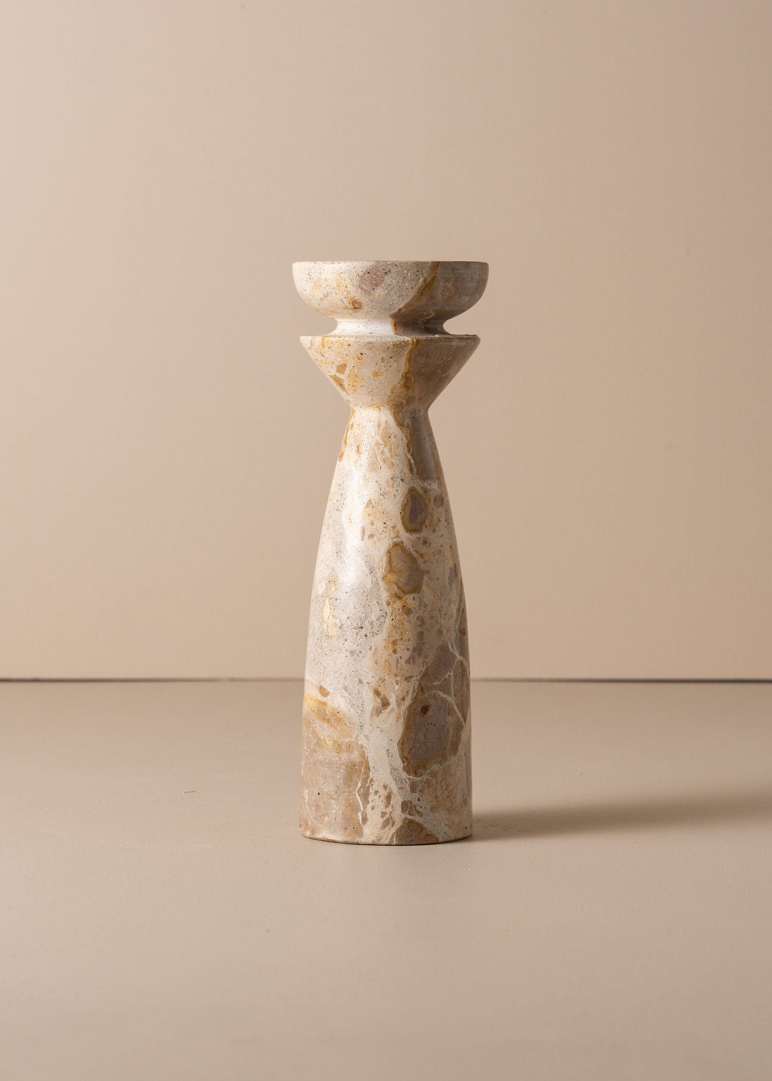 Opus Medium Marble Candle Holder | Nougat - - - Saardé - Saardé.