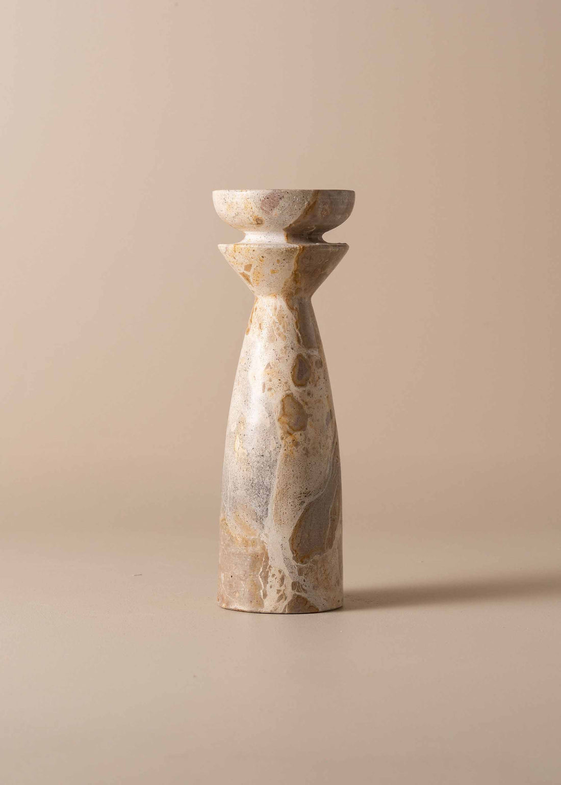 Opus Medium Marble Candle Holder | Nougat - - - Saardé - Saardé.