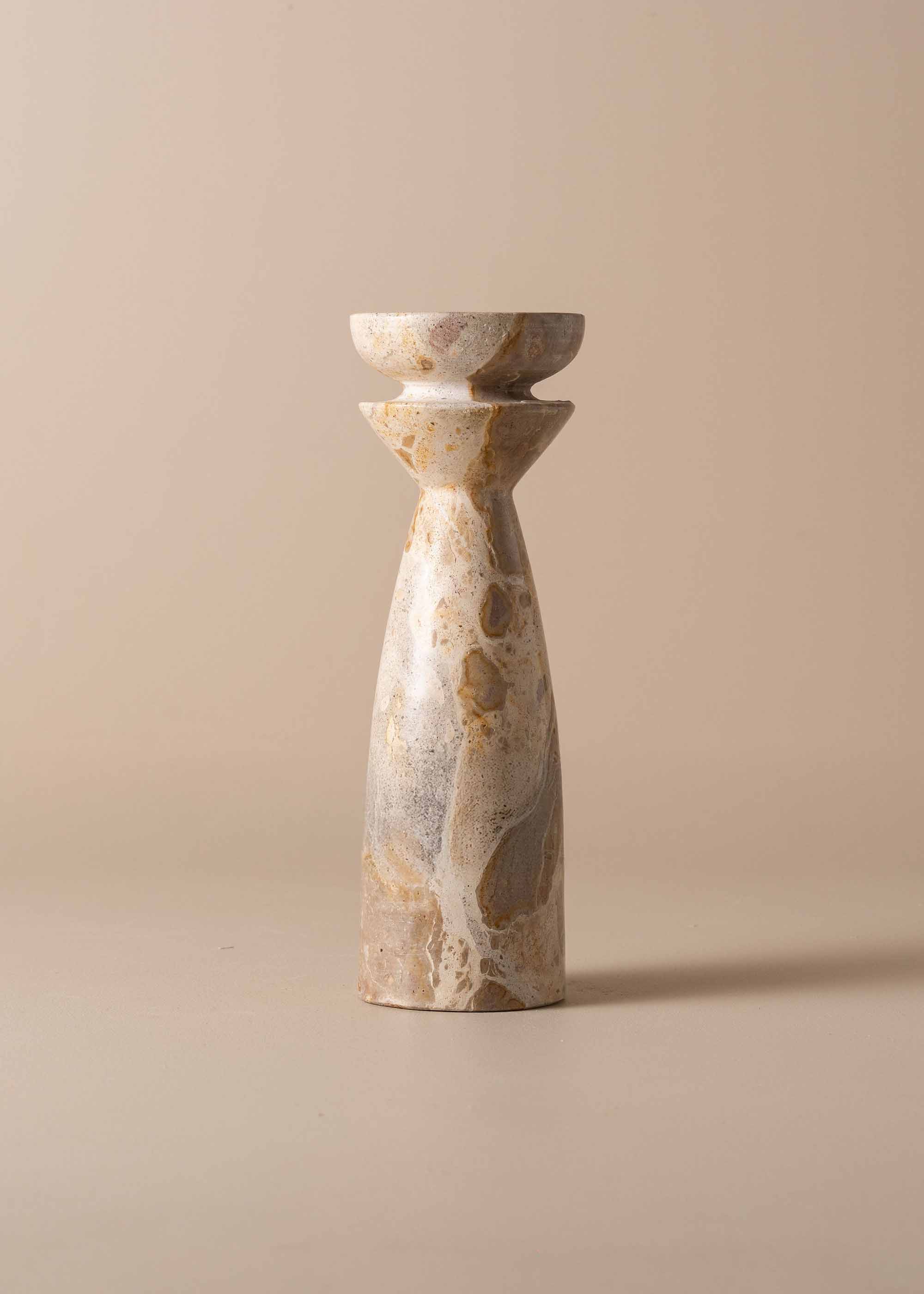 Opus Medium Marble Candle Holder | Nougat - - - Saardé - Saardé.
